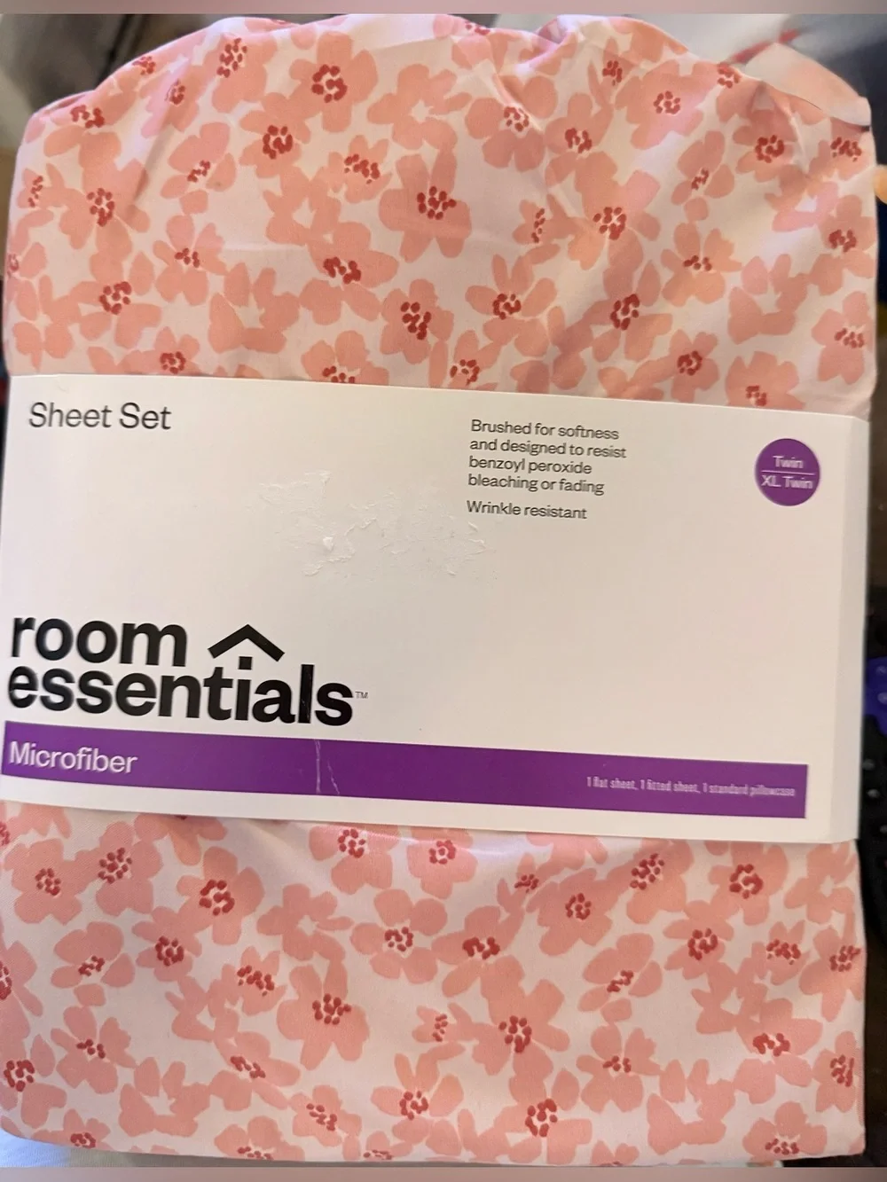 Room Essentials Pink Floral Microfiber Sheet Set Twin XL Twin